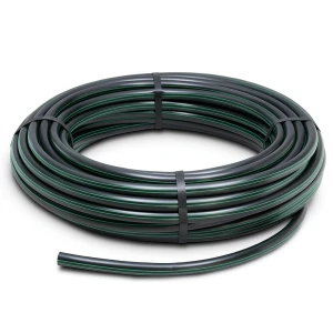 HDPE Plastic Coil Pipe Nominal Pressure 4 Bar PE 63 Outside Diameter 125 mm SDR 26 Black with Green Stripes