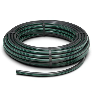 HDPE Plastic Coil Pipe PN 4 Bar PE 63 OD 140 mm SDR 26 Black with Green Stripes