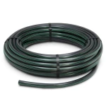 لفة أنابيب HDPE ضغط 6 بار PE 63، قطر خارجي 40 مم SDR 17.6 أسود مع خط أخضر