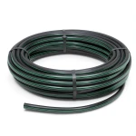 لفة أنابيب HDPE ضغط 6 بار PE 63، قطر خارجي 90 مم SDR 17.6 لون أسود مع خط أخضر