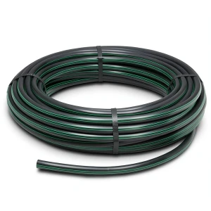 HDPE Plastic Coil Pipe PN 6 Bar PE 63 OD 125 mm SDR 17.6 Black with Green Stripes
