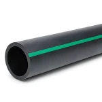 أنبوب بلاستيك HDPE ضغط 15.9 بار PE 63، قطر خارجي 280 مم SDR 7.4 أسود مع خطوط خضراء