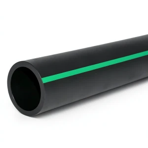 مواسير HDPE ضغط 15.9 بار PE 63 قطر خارجي 315 مم SDR 7.4 أسود مع خطوط خضراء