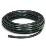لفة أنابيب HDPE ضغط 4 بار PE 63 قطر خارجي 140 مم SDR 26 أسود مع خطوط خضراء