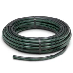لفة أنابيب بلاستيك HDPE ضغط 6 بار PE 63 قطر خارجي 32 مم SDR 17.6 أسود مع خطوط خضراء