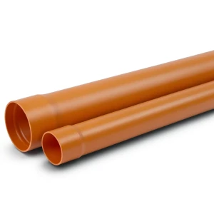 UPVC Plastic Pipe Class 1 Size 140 mm Thickness 2.2 mm Orange Brown Color