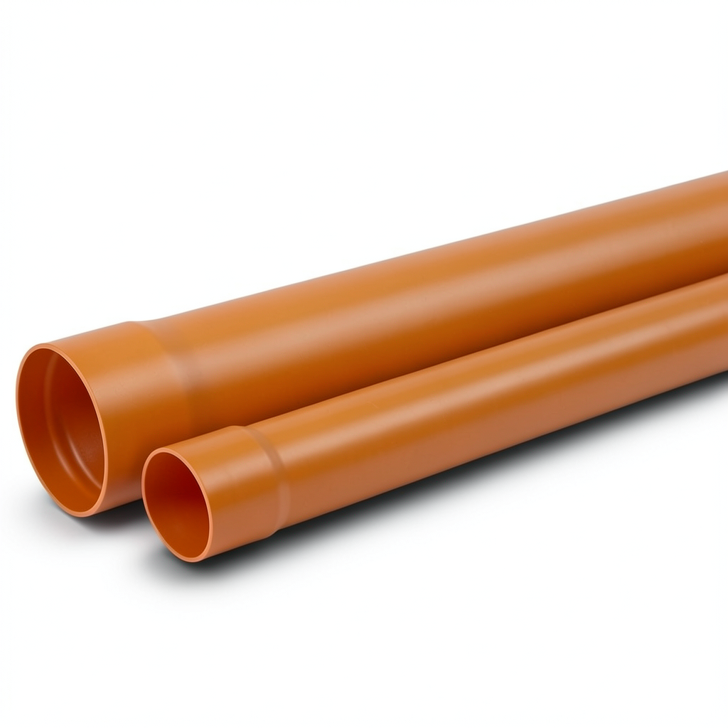 UPVC Plastic Pipe Class 1 Size 140 mm Thickness 2.2 mm Orange Brown Color