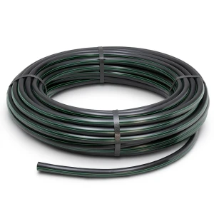 HDPE Plastic Coil Pipe Nominal Pressure 6 Bar PE 63, 40 mm SDR 17.6 Black with Green Stripes