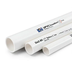 أنابيب UPVC جدول 80 مقاس ½ 1 إنش سمك 5.1 مم وزن 1.03 كجم/م لون أبيض | بلاستيك الوطنية