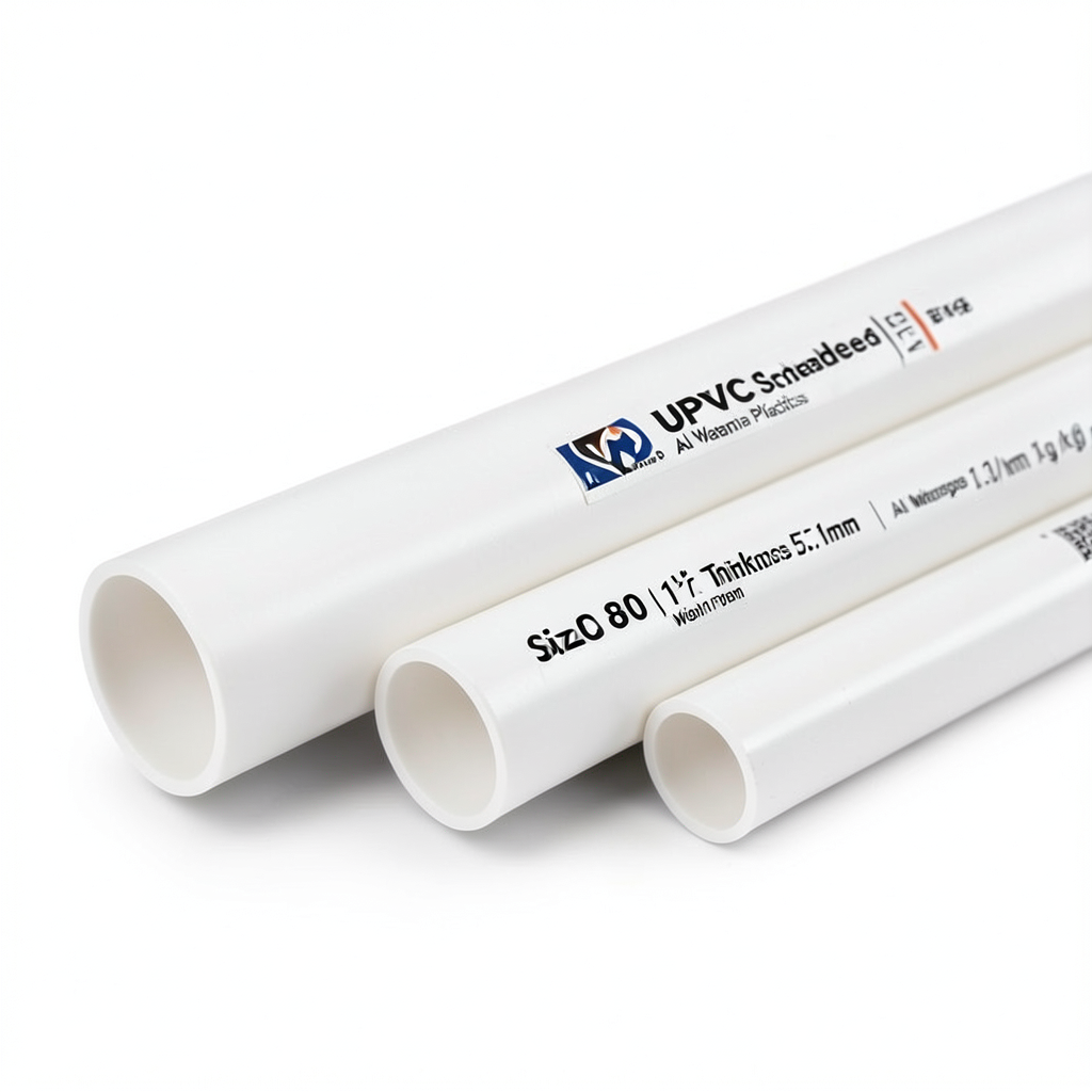 أنابيب UPVC جدول 80 مقاس ½ 1 إنش سمك 5.1 مم وزن 1.03 كجم/م لون أبيض | بلاستيك الوطنية