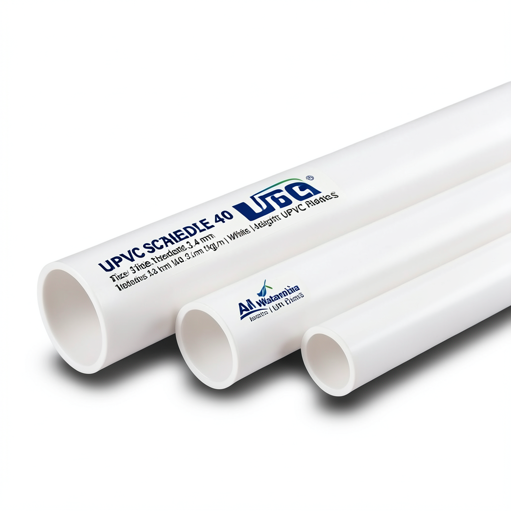 أنابيب UPVC جدول 40 مقاس 1 إنش سمك 3.4 مم وزن 0.48 كجم/م لون أبيض | بلاستيك الوطنية