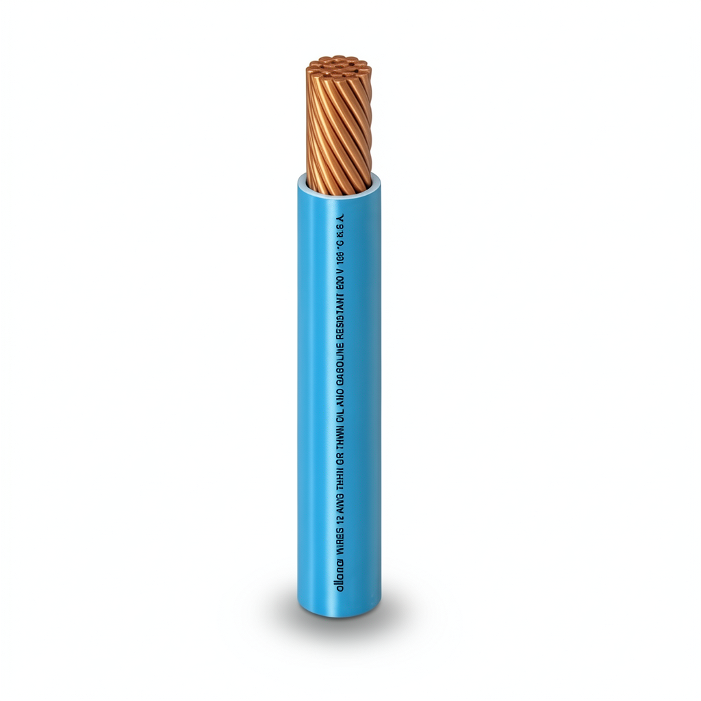 كابل من النحاس THHN/THWN قطر 11.9 مم 600 فولت طول 500 قدم عزل PVC أزرق | شركة الفنار