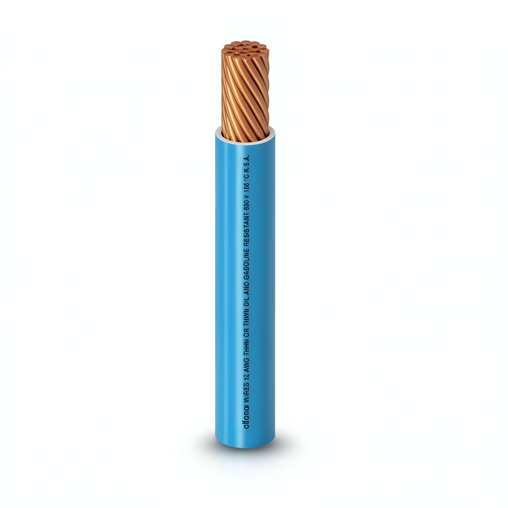 كابل نحاسي THHN/THWN معزول PVC 105 درجة مئوية قطر 13.8 مم 600 فولت 500 قدم أزرق | شركة الفنار