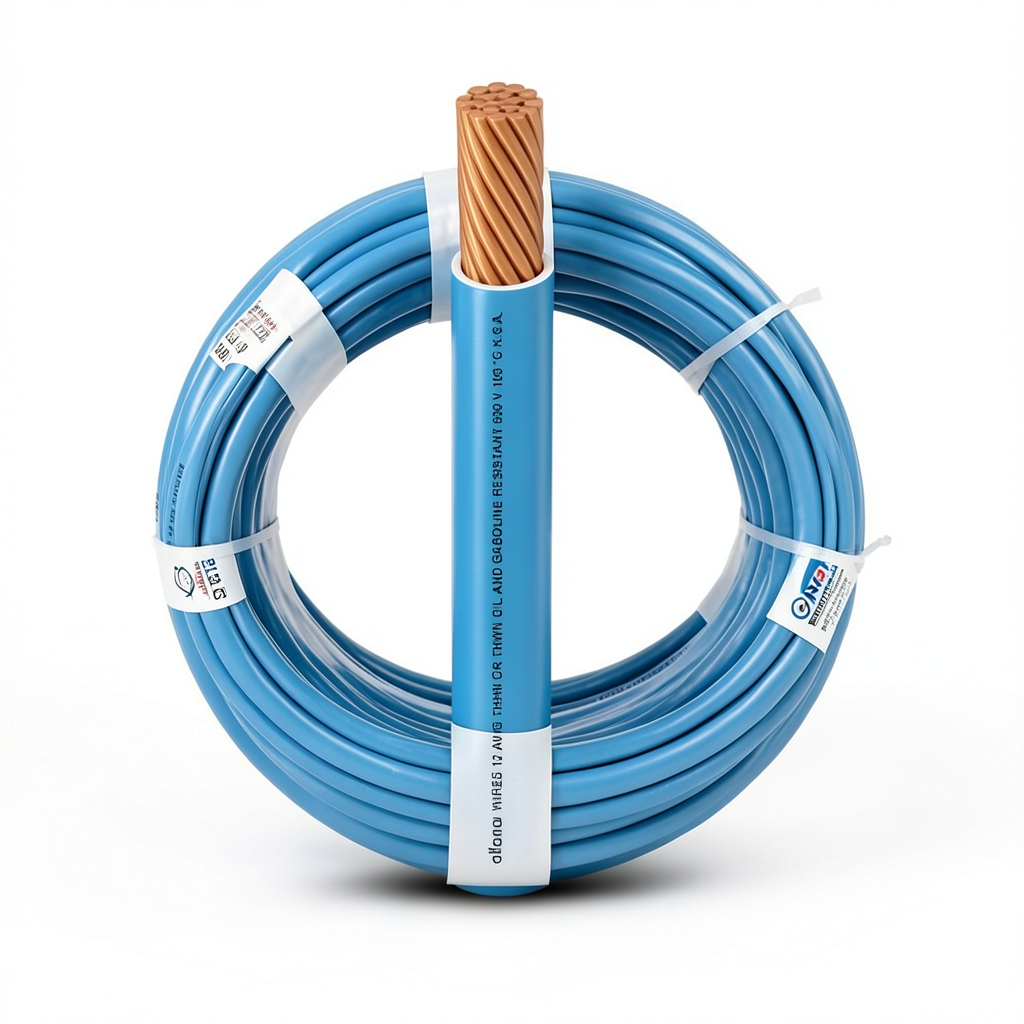 كابل نحاسي THHN/THWN معزول PVC قطر 15.1 مم 600 فولت طول 500 قدم أزرق | شركة الفنار