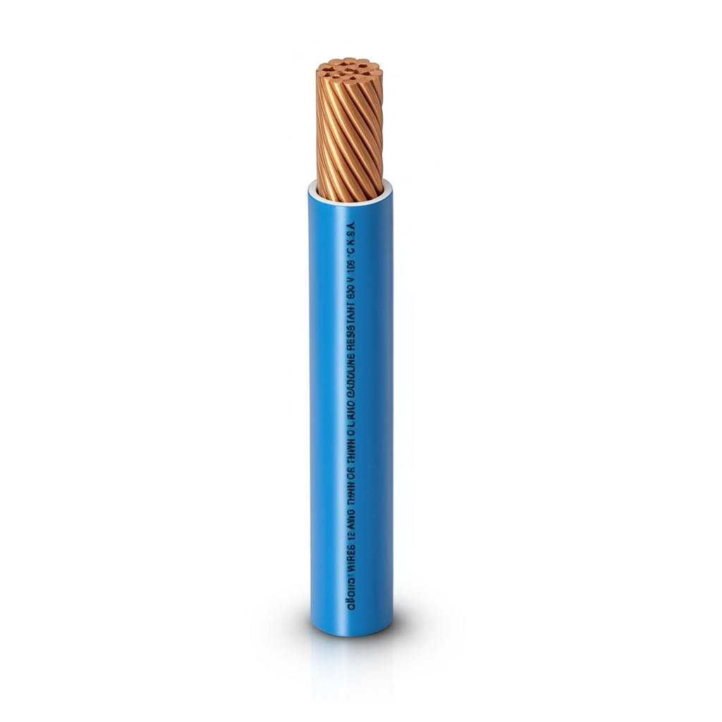 كابل نحاسي THHN/THWN معزول PVC 105 درجة مئوية قطر 16.1 مم 600 فولت 500 قدم أزرق | شركة الفنار