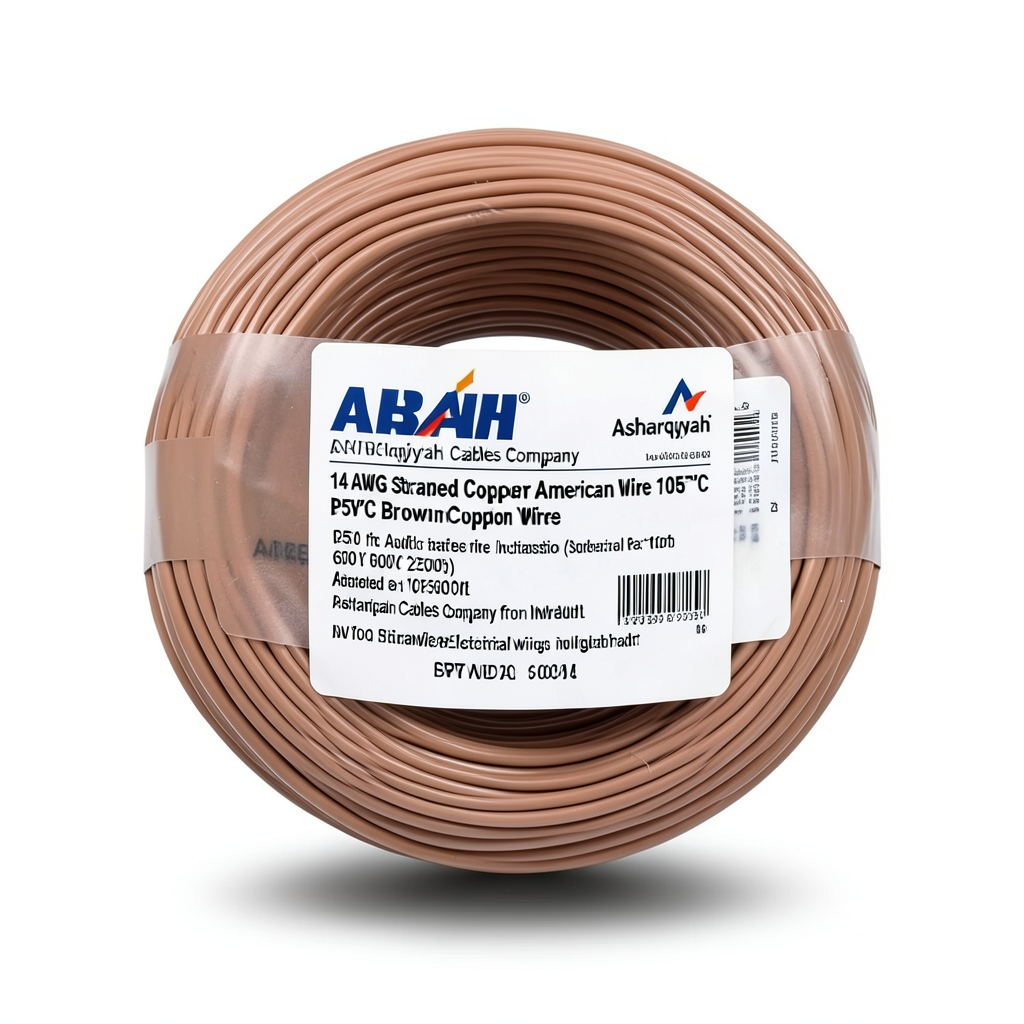 14 AWG Stranded Copper American Wire PVC Insulation 105°C Brown 600V 2500ft | Asharqiyah Cables Company for Industry
