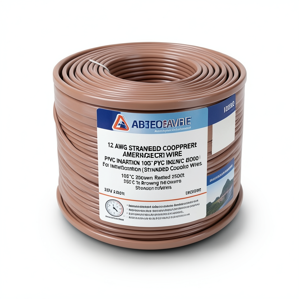 12 AWG Stranded Copper American Electric Wire PVC Insulation 105°C Brown 600V 2500ft | Asharqiyah Cables Company for Industry