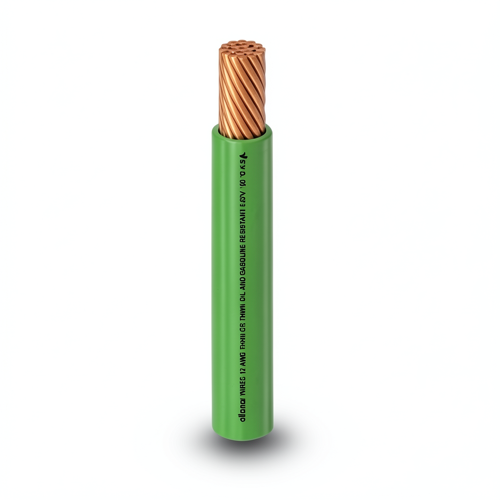كابل نحاس THHN/THWN معزول PVC 105°C قطر 7.6 مم 600 فولت طول 500 قدم أخضر | شركة الفنار