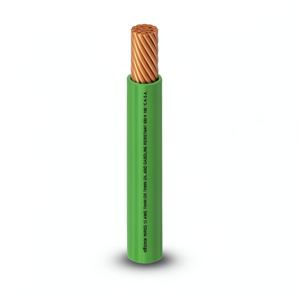 كابل نحاس THHN/THWN معزول PVC 105°C قطر 8.8 مم 600 فولت طول 500 قدم أخضر | شركة الفنار
