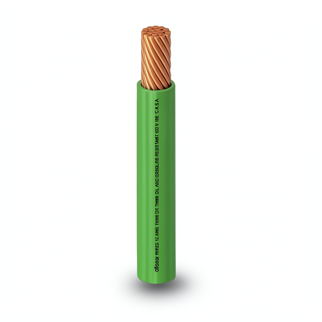 كابل نحاس THHN/THWN معزول PVC 105°C قطر 9.3 مم 600 فولت طول 500 قدم أخضر | شركة الفنار