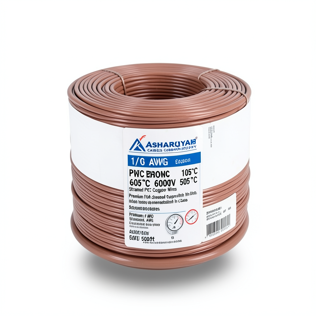 1/0 AWG Stranded Copper Electrical Wire PVC Insulation 105°C Brown 600V 500ft | Asharqiyah Cables Company for Industry