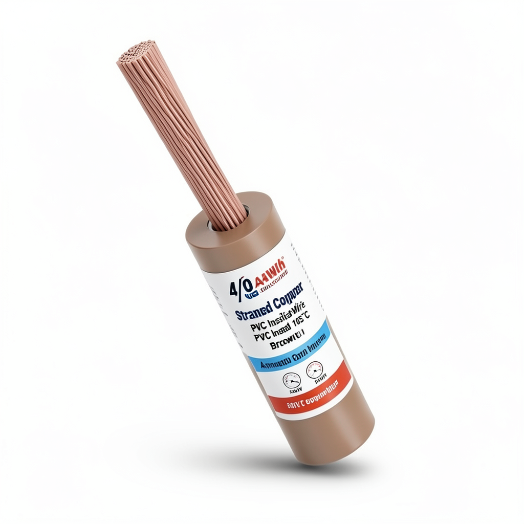 4/0 AWG Stranded Copper American Wire PVC Insulated 105°C Brown 600V 500ft | Asharqiyah Cables Company for Industry