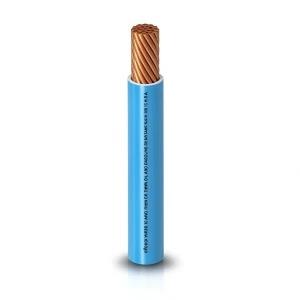كابل نحاسي THHN/THWN معزول بمركب PVC 105 درجة مئوية قطر 7.6 مم 600 فولت طول 500 قدم أزرق | شركة الفنار