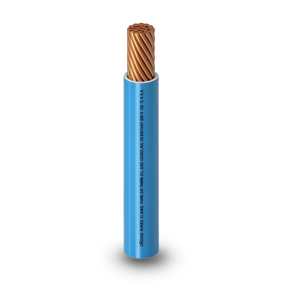 كابل من النحاس THHN/THWN قطر 11.9 مم 600 فولت طول 500 قدم عزل PVC أزرق | شركة الفنار