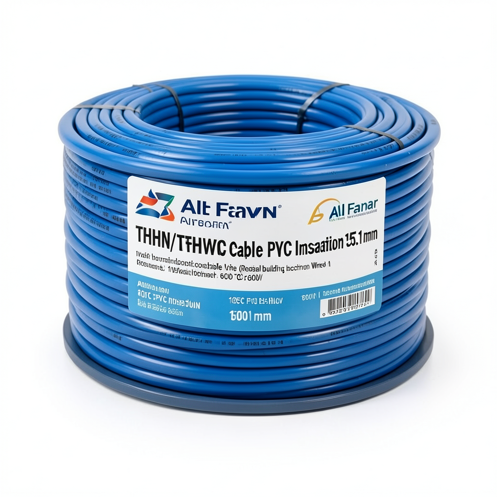 كابل نحاسي THHN/THWN معزول PVC قطر 15.1 مم 600 فولت طول 500 قدم أزرق | شركة الفنار