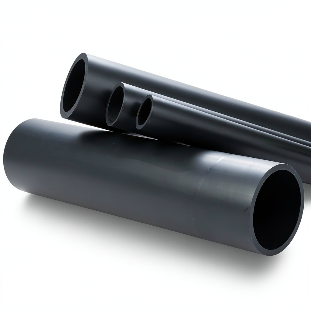 HDPE Plastic Pipe Nominal Pressure 16 Bar PE 80 Thickness 54.7 mm Black
