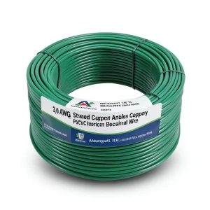 سلك امريكي 3/0 AWG نحاس مجدول عزل PVC 105°C أخضر، 600 فولت، طول 500 قدم | شركة كابلات الشرقية للصناعة