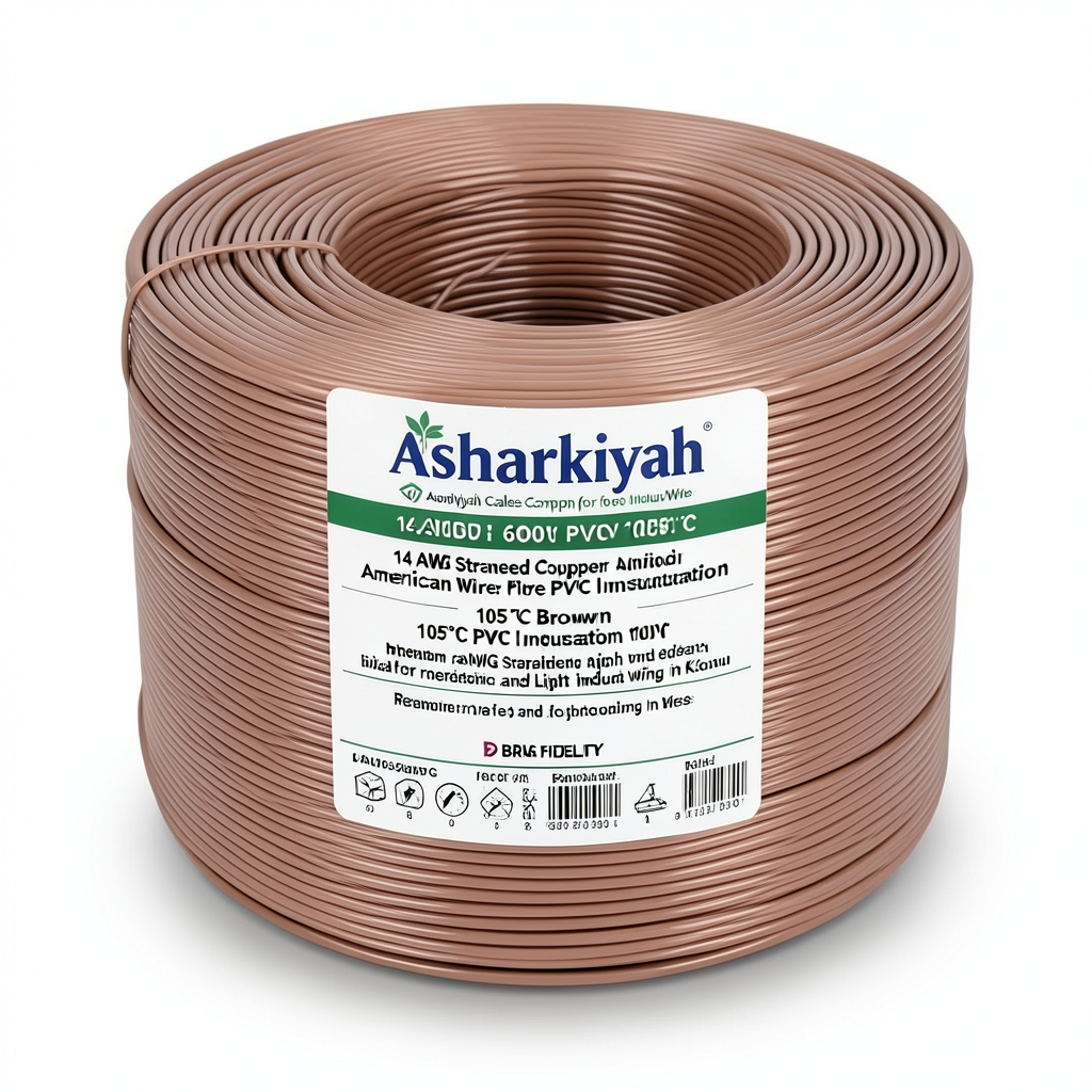 14 AWG Stranded Copper American Wire PVC Insulation 105°C Brown 600V 2500ft | Asharqiyah Cables Company for Industry