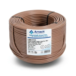 سلك امريكي 6 AWG نحاس مجدول معزول PVC 105°C بني 600 فولت طول 500 قدم | شركة كابلات الشرقية للصناعة