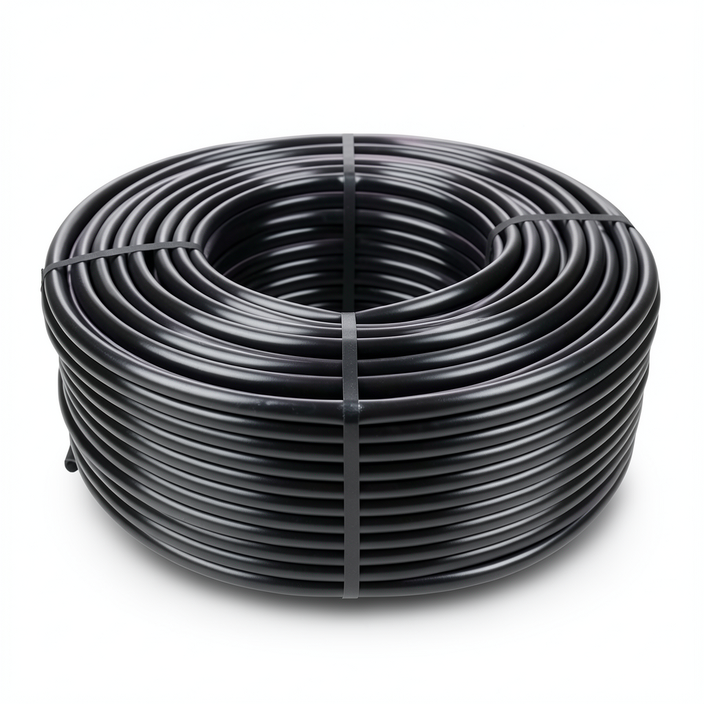 لفة أنابيب HDPE ضغط 10 بار PE 80، قطر خارجي 20 مم، سمك 1.8 مم، أسود