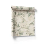 American Wallpaper Floral Design 10m x 0.53m, Beige Color