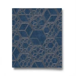 Spanish Wallpaper Dark Blue Color Geometric Design, Size 10m x 0.53m