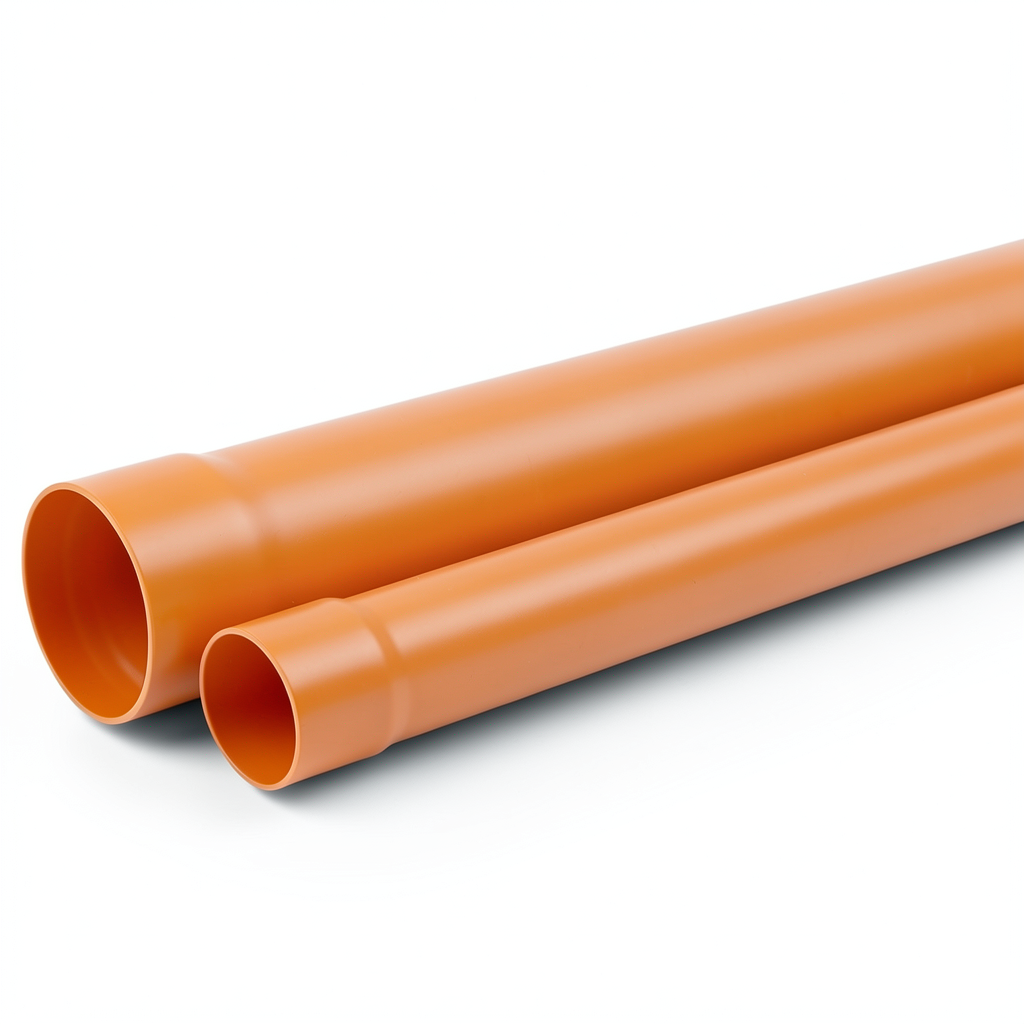 UPVC Plastic Pipe Class 2 Size 250 mm Thickness 5.6 mm Orange Brown