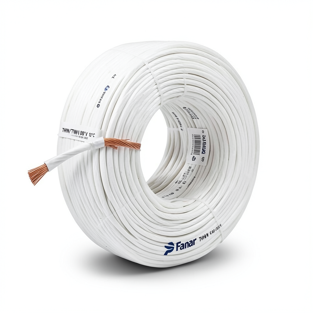 كابل نحاسي THHN/THWN معزول PVC 105 درجة مئوية قطر 5.9 مم 600 فولت طول 500 قدم أبيض | شركة الفنار