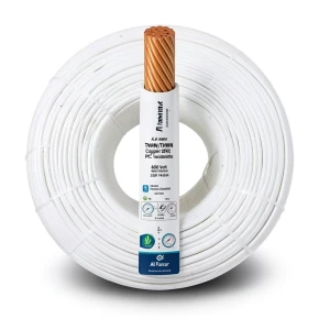كابل نحاسي THHN/THWN معزول PVC قطر 4.4 مم 600 فولت 2500 قدم أبيض | شركة الفنار