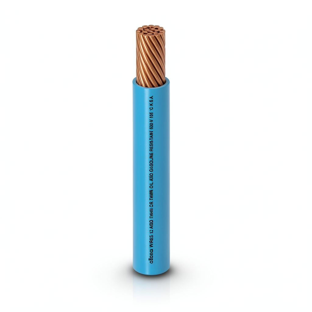 كابل نحاسي THHN/THWN معزول PVC 105 درجة مئوية قطر 3.0 مم 600 فولت طول 2500 قدم أزرق | شركة الفنار