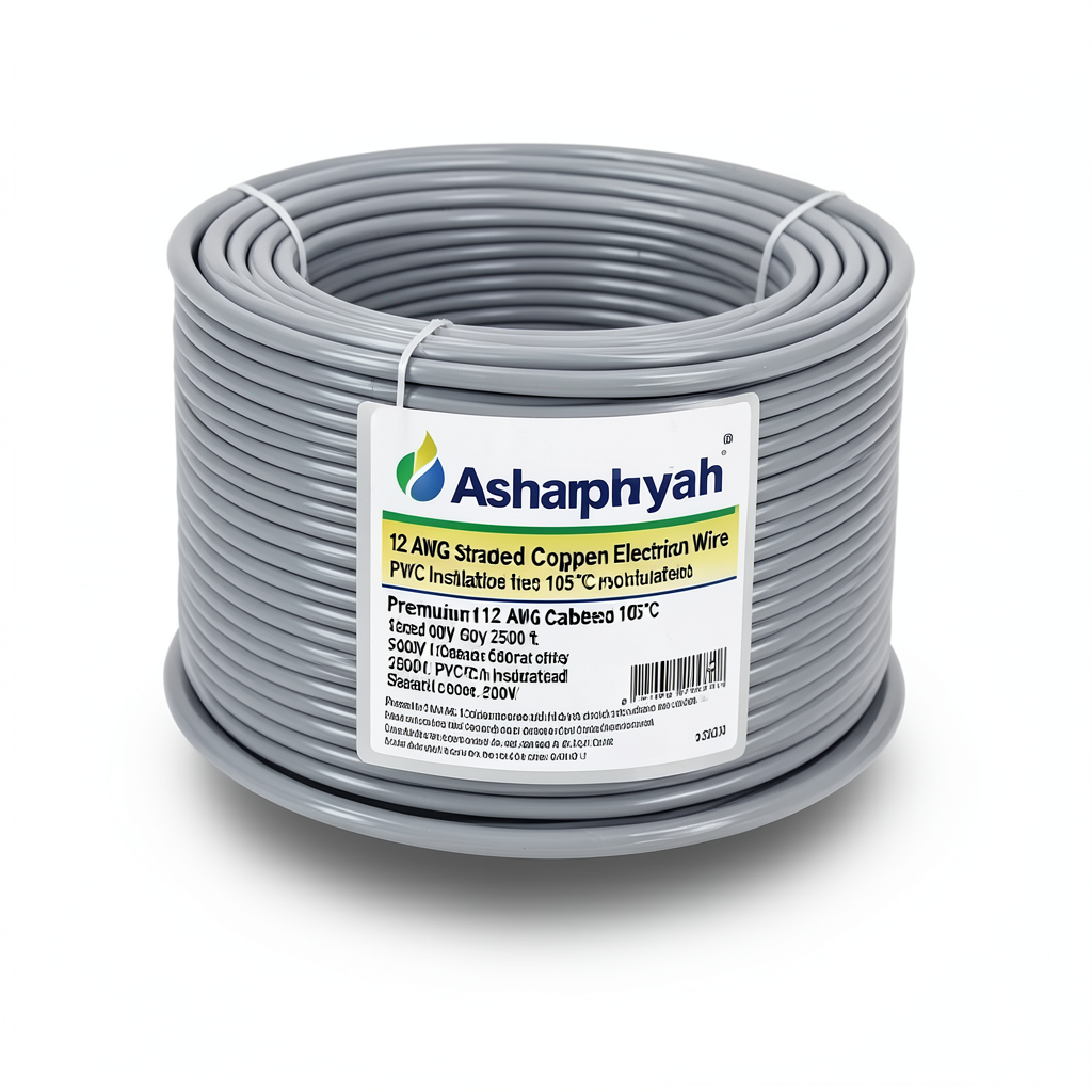 12 AWG Stranded Copper American Electric Wire, PVC Insulated 105°C, Gray, 600V, 2500 ft | Asharqiyah Cables Company for Industry