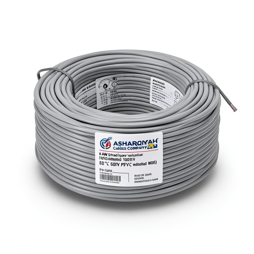 8 AWG Stranded Copper American Wire PVC Insulated 105°C Gray 600V 500ft | Asharqiyah Cables Company for Industry