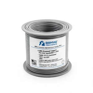 سلك امريكي 6 AWG نحاس مجدول عزل PVC 105°C رمادي 600 فولت 500 قدم | شركة كابلات الشرقية للصناعة