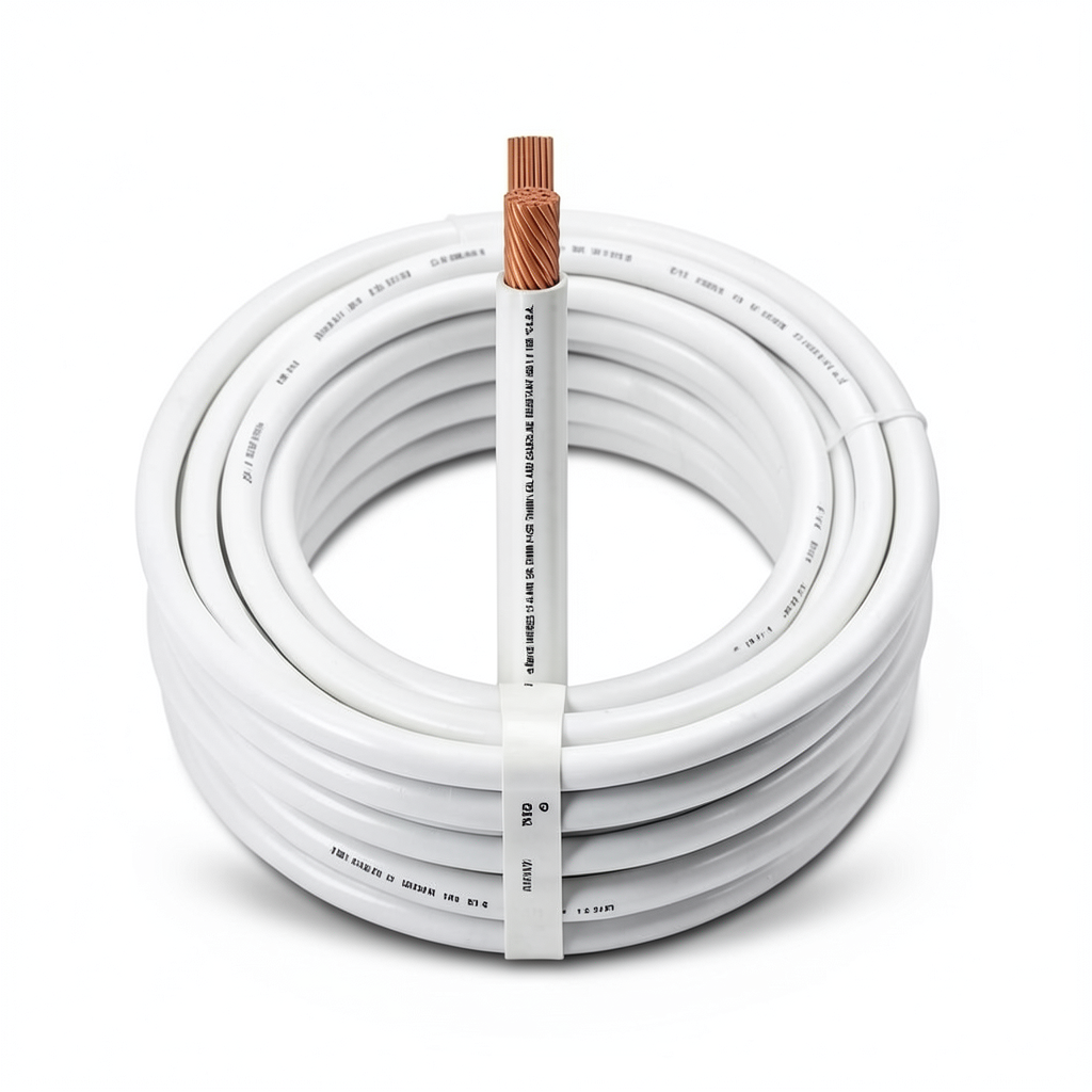 كابل نحاسي THHN/THWN معزول بمركب PVC قطر 11.9 مم 600 فولت 500 قدم أبيض | شركة الفنار