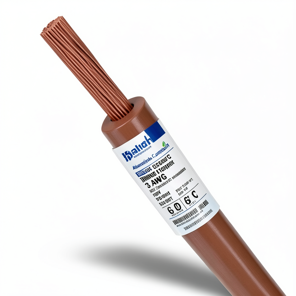 3 AWG Stranded Tinned Copper Wire PVC Insulation 105°C Brown 600V 500ft | Asharqiyah Cables Company for Industry