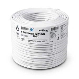كابل نحاسي THHN/THWN معزول بمركب PVC 105 درجة مئوية قطر 3.8 مم 600 فولت طول 2500 قدم أبيض | شركة الفنار