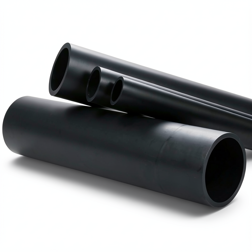 انابيب HDPE ضغط تشغيل 6 بار PE 80، قطر 1200 ملم SDR 33 لون اسود