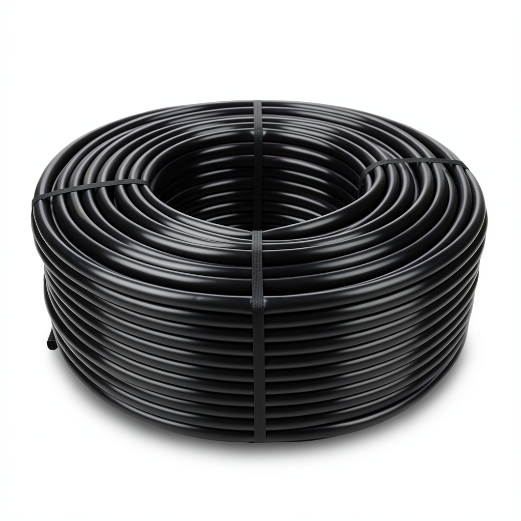 لفة أنابيب HDPE ضغط 10 بار PE 80، قطر خارجي 20 مم، سمك 1.8 مم، أسود