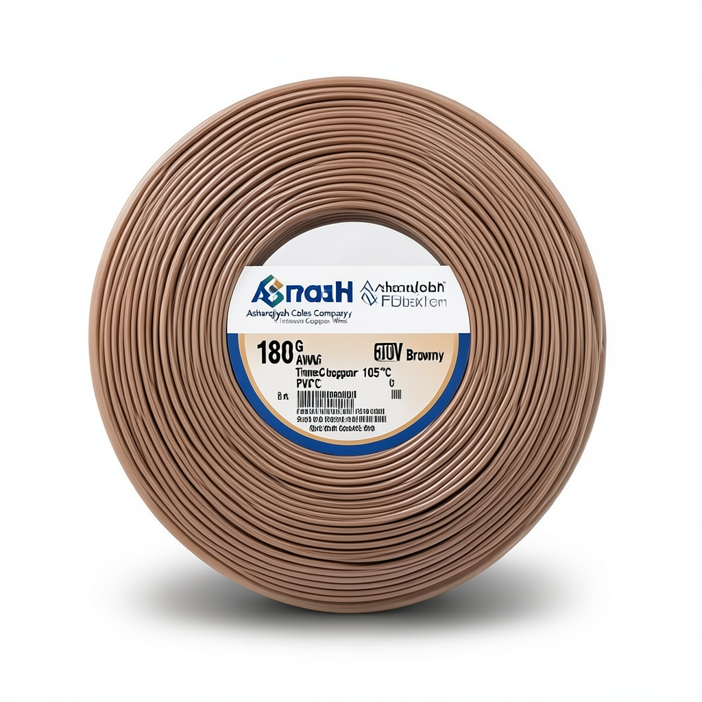 18 AWG Stranded Tinned Copper Wire, PVC Insulation 105°C, Brown, 600V, 2500ft | Asharqiyah Cables Company for Industry