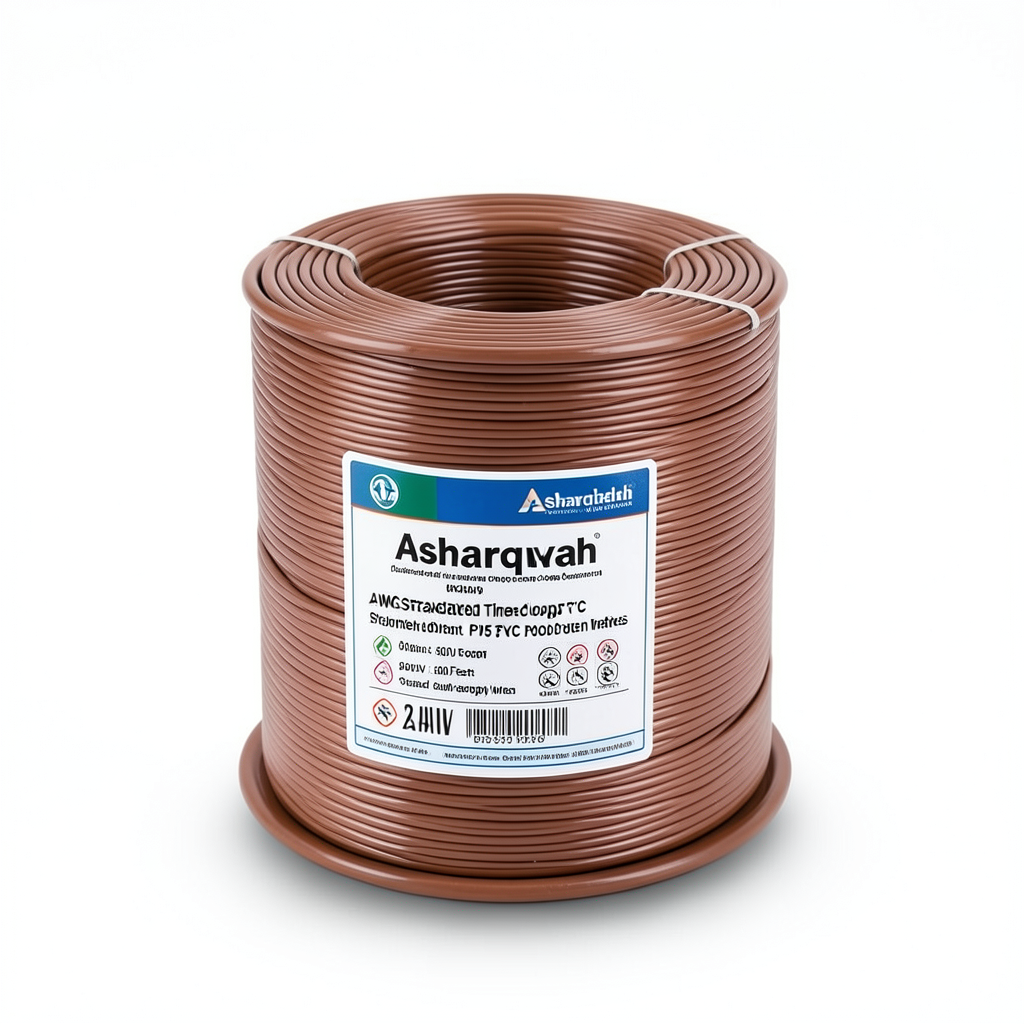 سلك كهرباء نحاس مجدول 2 AWG مطلي بالقصدير، معزول PVC 105°C، بني، 600 فولت، 500 قدم | شركة كابلات الشرقية للصناعة